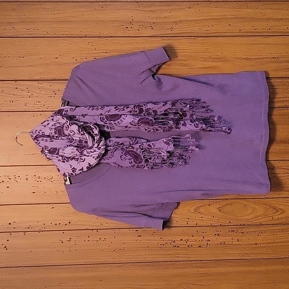 Purple short-sleeved spring sweater
